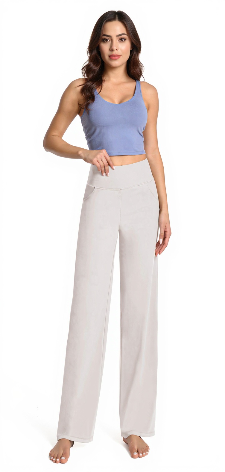 Wide-Leg Yoga Pants in Light Khaki — The Earth Tone Edit style look